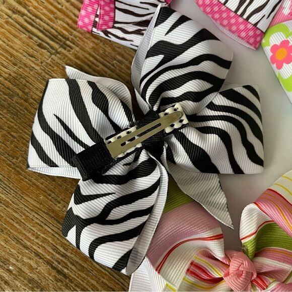 Handcrafted Large Boutique Style No-Slip Grippy Hair Bow Bundle Set of 10 - Picture 4 of 7